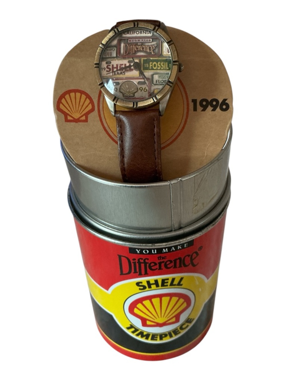 Vintage Shell Oil Company Fossil WristWatch Collectible NWT